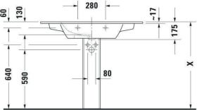 Möbelwaschtisch ME by Starck 1030 mm mit ÜL, mit HLB, 1 HL, weiß