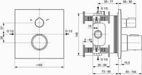 Ideal Standard Badethermostat UP Cerathe BS2, Rosette 163x163mm, Magnetic Grey