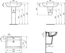 Ideal Standard Waschtisch Eurovit Plus, 650x460x190mm, Weiß