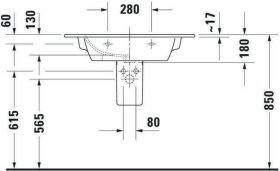 Möbelwaschtisch ME by Starck 830 mm mit ÜL, mit HLB, 1 HL, weiß WonderGliss