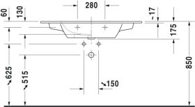 Möbelwaschtisch ME by Starck 1030 mm mit ÜL, mit HLB, 1 HL, weiß