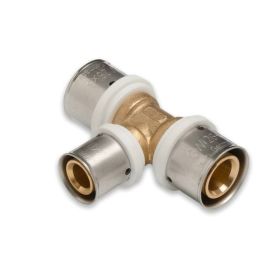 Selfio-Press Aluverbund Pressfitting  T-Stück Mittelabgang reduziert 26 x 3 - 20 x 2 - 26 x 3 TH + U Kontur DVGW - 5 Stück