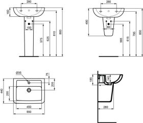 Ideal Standard Waschtisch Eurovit Plus,1 550x440x185mm, Weiß