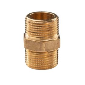 Messing Gewinde-Fitting Doppelnippel mit Langgewinde 3/4"AG - 3/4"AG (DN 20), schwere Ausführung