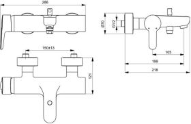 Ideal Standard Badearmatur AP Connect Bl Ausld. 199mm, Chrom