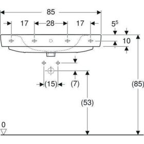 Geberit Renova Plan Waschtisch, 85x48cm m. Hl., m. Ül., weiß