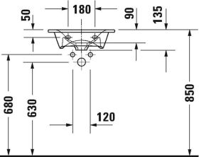Duravit Möbelhandwaschbecken Viu 450mm o. ÜL, m.HLB, 1 HL, weiß