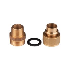 Kupfer Pressfitting Übergangsverschraubung aus Rotguss 15 mm - 1/2" AG (Überwurf) flachdichtend V+M-Kontur DVGW