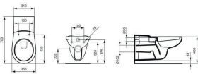 Ideal Standard Wandtiefspül-WC Contour 2 barrierefrei, 355x700x380mm, Weiß