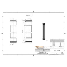 HTsafeDM Rohr DN 75 x 1000 mm mit zwei Muffen
