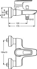 Ideal Standard Badearmatur AP Ceramix Bl Ausladung 173mm, Chrom