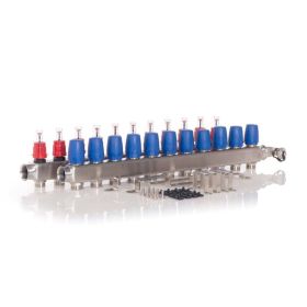 Heizkreisverteiler BASIC für Fußbodenheizung 11 Heizkreise mit Kugelhahn-Set