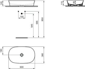 Ideal Standard Schale Ipalyss, o.Hl., o. 600x380x120mm, Schwarz Matt