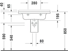 Möbelwaschtisch Starck 3 700 mm mit ÜL, mit HLB, 1 HL, weiß
