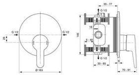 Ideal Standard Brausearmatur UP Ceraplus Rosette d:163mm Chrombrause