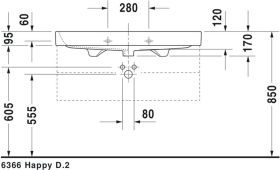 Möbelwaschtisch Happy D.2 1000 mm m.ÜL, m.HLB, 1 HL, geschl., weiß