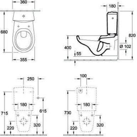 Villeroy & Boch Tiefspül-WC für Kombination O.n 662310 355x680mm Oval Weiß Alpin