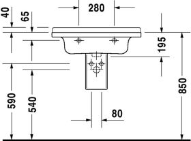 Möbelwaschtisch Starck 3 700 mm mit ÜL, mit HLB, 1 HL, weiß