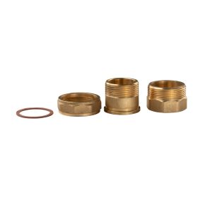 Messing Gewinde-Fitting Verschraubung gerade flachdichtend 1 1/4"IG - 1 1/4"AG (DN 32) - schwere Ausführung