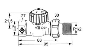 Heimeier Thermostat-Ventilunterteil V-exact II, Durchgang, DN 15, vernickelt