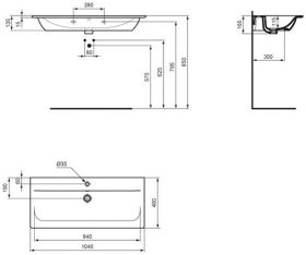 Möbelwaschtisch Connect Air, 1 Hl., m.Ül., 1040x460x165mm, Weiß