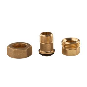 Messing Gewinde-Fitting Verschraubung mit O-Ring konisch dichtend 3/8" IG - 3/8" AG (DN10) - schwere Ausführung