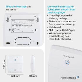 Homematic IP Smart Home Schaltaktor für Heizungsanlagen – 2-fach, HmIP-WHS2