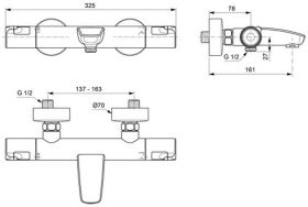 Ideal Standard Badethermostat AP Cerathe Ausld. 161mm, Chrom