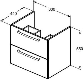 Waschtisch/Möbel-Paket Eurovit Plus 610x450x565mm Weiß / Hgl.weiß lackiert