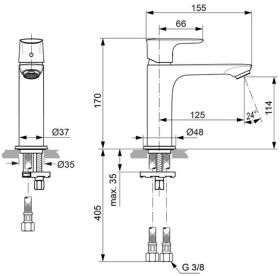 Ideal Standard WT-Arm. Connect Air, Gran o.Ablgarn., Ausld.125mm, Chrom
