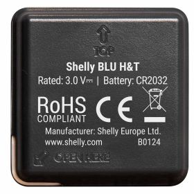 Shelly BLU H&T Temperatur- und Luftfeuchtigkeitssensor, Bluetooth, Batterie, schwarz