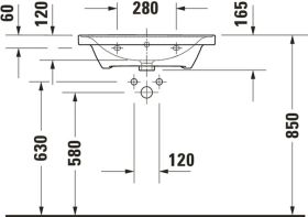 Duravit Möbelwaschtisch D-Neo, 650mm, we mit HLB, 1 HL