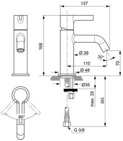 Ideal Standard Waschtischarmatur JOY, o. Ausld.110mm, Chrom