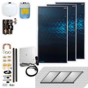 Wolf Solar Paket 6,9 m² mit 3 Flachkollektoren TopSon F3-1, SM1-2 Regelung