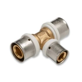 Selfio-Press Aluverbund Pressfitting  T-Stück Mittelabgang reduziert 26 x 3 - 20 x 2 - 26 x 3 TH + U Kontur DVGW - 5 Stück