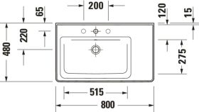 Duravit Möbelwaschtisch D-Neo, 800mm, we 1 HL, Becken links
