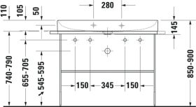 Möbel-WT DuraSquare 1000mm o. ÜL, 2 HL, geschl., weiß