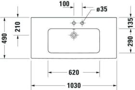 Möbelwaschtisch ME by Starck 1030 mm mit ÜL, mit HLB, 1 HL, weiß