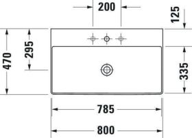 Duravit Möbelwaschtisch DuraSquare 800mm o. ÜL, mit HLB, o.HL, weiß WonderGliss