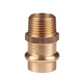 Kupfer Pressfitting Übergang aus Rotguss 18 mm - 1/2" AG V+M-Kontur DVGW