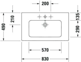 Möbelwaschtisch ME by Starck 830 mm mit ÜL, mit HLB, 1 HL, weiß