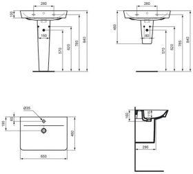 Wandsäule Connect Air, f. WT, 180x280x340mm, Weiß
