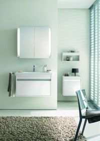 Möbelwaschtisch D-Code 850 mm mit ÜL, mit HLB, 1 HL, weiß