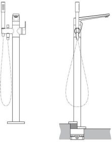 Ideal Standard freistehende Wannenarmatu Bausatz 2, m.Stick-HB, Ausld.220mm,Chrom