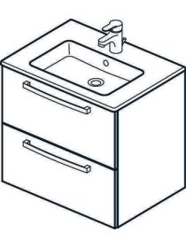 Waschtisch/Möbel-Paket Eurovit Plus 610x450x565mm Weiß / Hgl.weiß lackiert