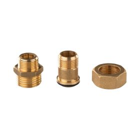 Messing Gewinde-Fitting Verschraubung mit O-Ring konisch dichtend 3/8" AG - 3/8" AG (DN10) - schwere Ausführung
