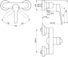 Ideal Standard Brausearmatur AP Ceraplus Ausld. 31-46mm Chrom