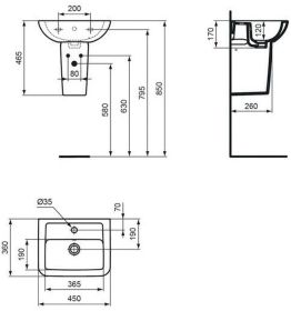 Ideal Standard Handwaschbecken Eurovit P m.Ül., 450x360x170mm, Weiß