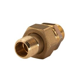 Messing Gewinde-Fitting Verschraubung gerade flachdichtend 3/8"AG - 3/8"AG (DN 10) - schwere Ausführung