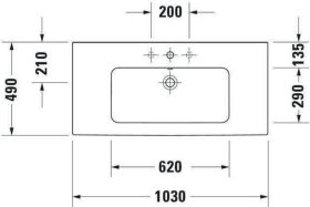 Möbelwaschtisch ME by Starck 1030 mm mit ÜL, mit HLB, 1 HL, weiß